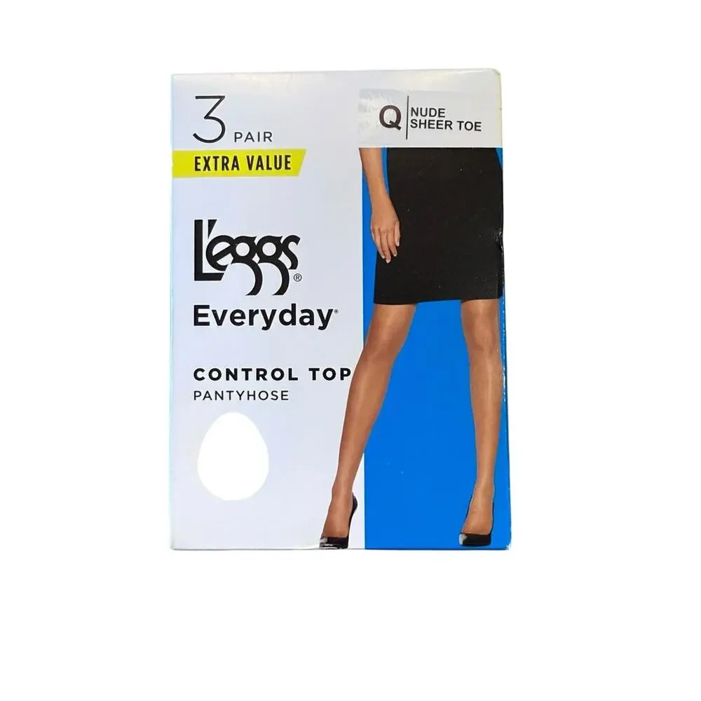 L'eggs Silken Mist & Everyday Control Top Pantyhose - Nude 5 pair Size Q